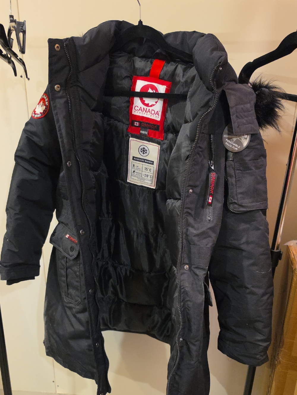 Canada Weather Gear Womens Black Puffer Parka with Hood